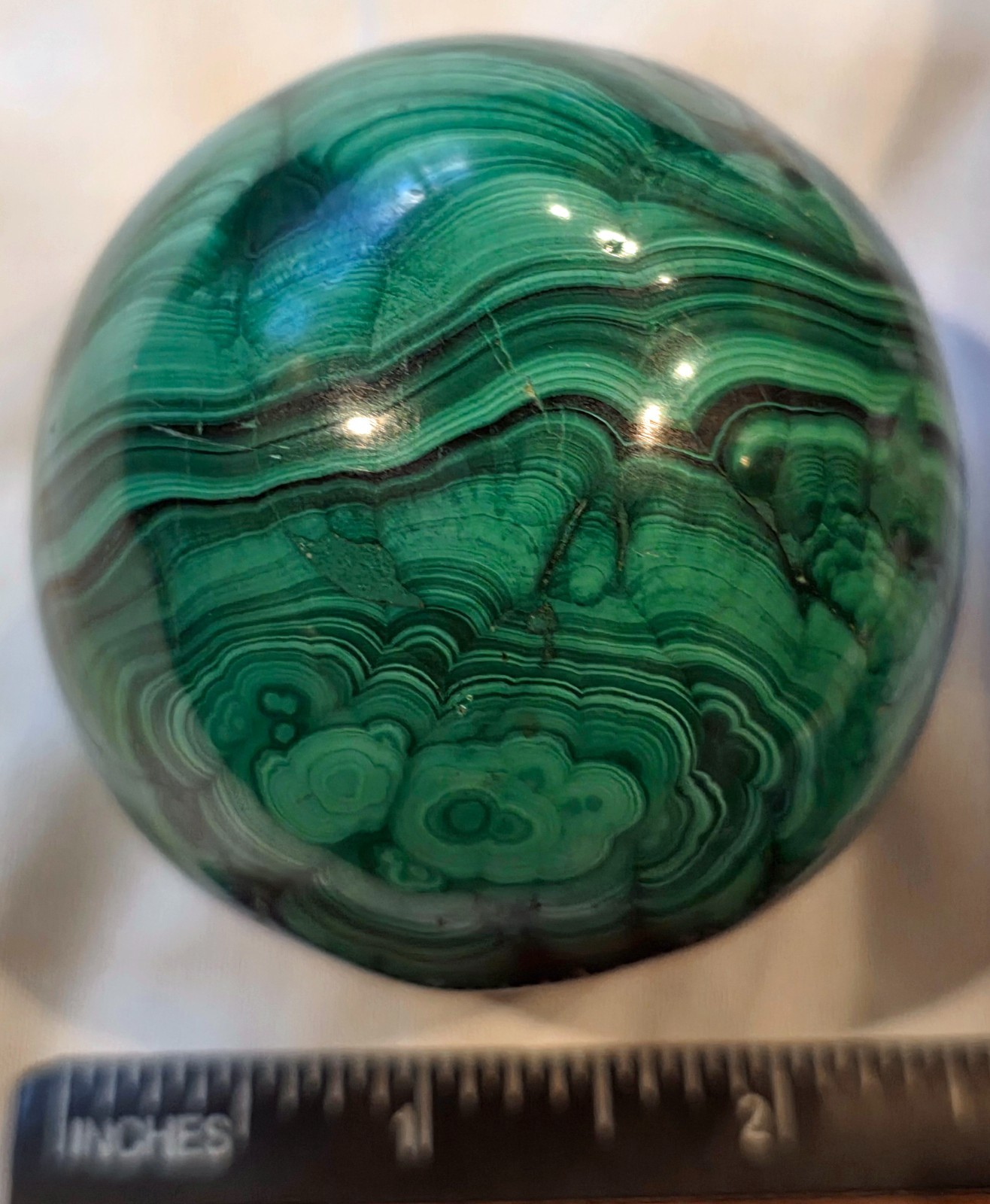 Beautiful 2 1/2″ Diameter Malachite Sphere