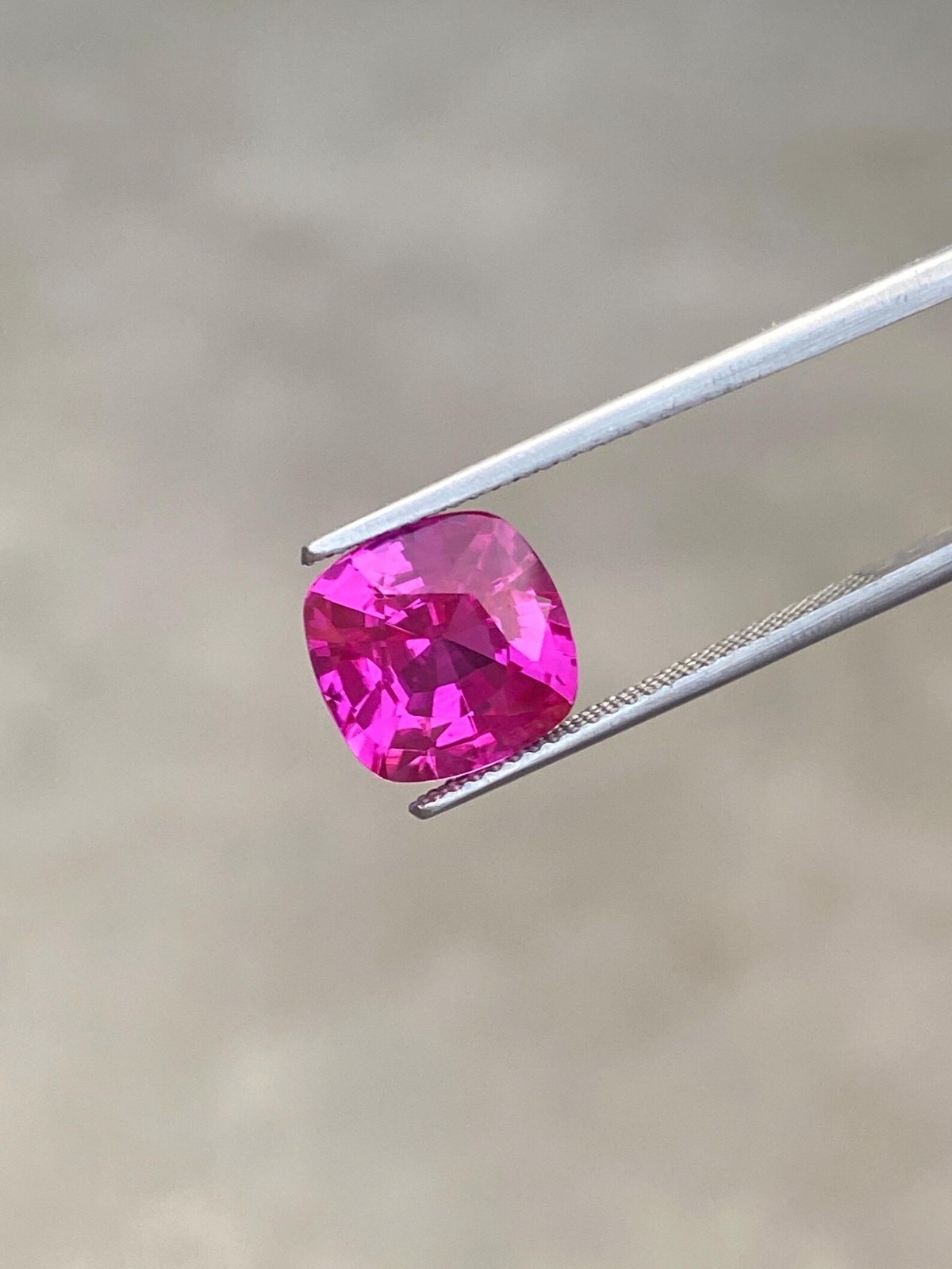 6 Ct Lab Grown Purplish Sapphire, 10x10mm Cushion Cut Loose Gemstone .