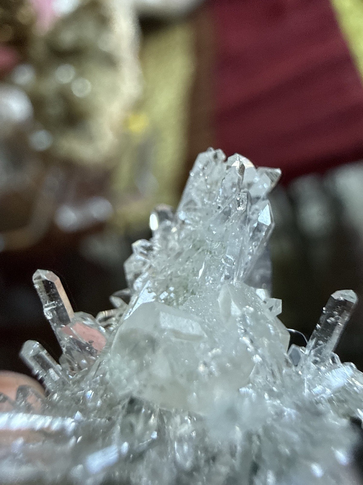 Clear Quartz Crystal Cluster Display Specimen on Acrylic Stand, 0.78 oz