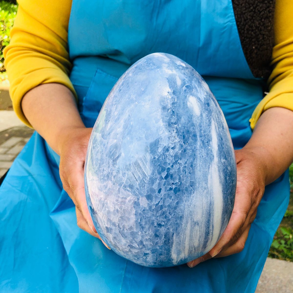 9.3LB Natural Beautiful Blue Crystal Egg Crystal Mineral Specimen Healing 4766