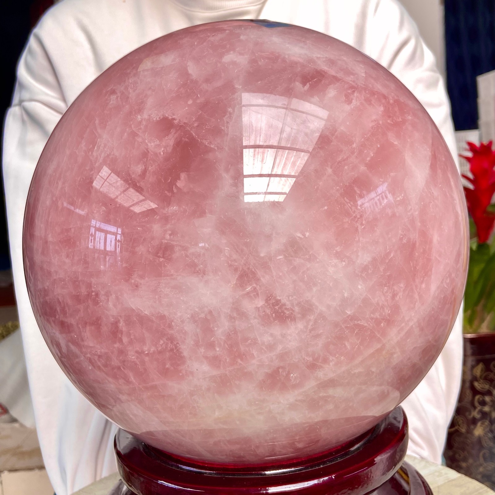 66.13LB Natural Crystal Pink Rose Chakra Quartz Sphere healing ball Specimen