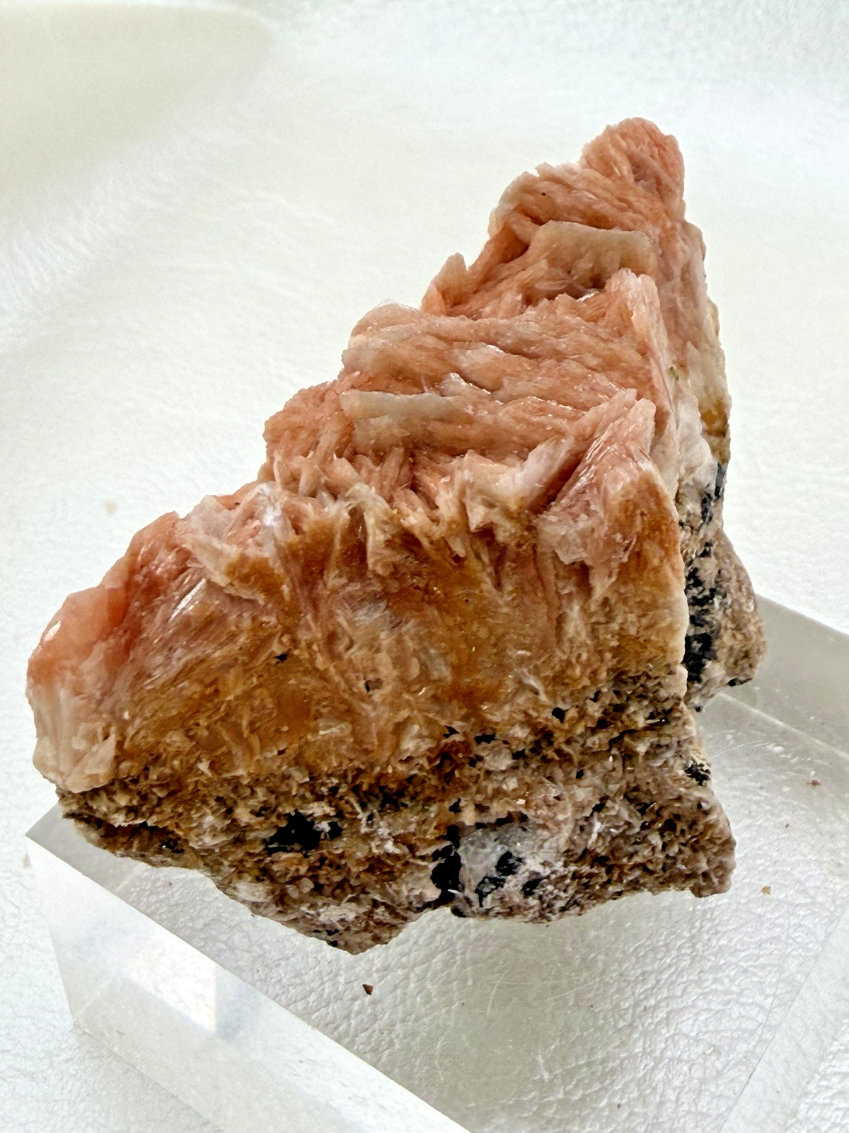 Orange Barite with Galena and Cerussite in Matrix from Morocco 120 g.