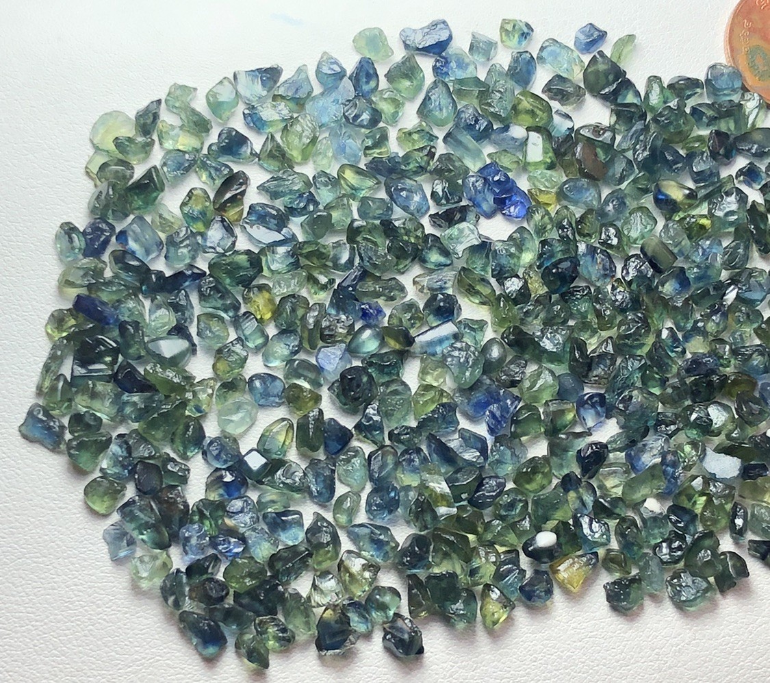 35 Gram/facet Rough Teal Bicolour Sapphires Ready For Mm Size Cutting Good Deal