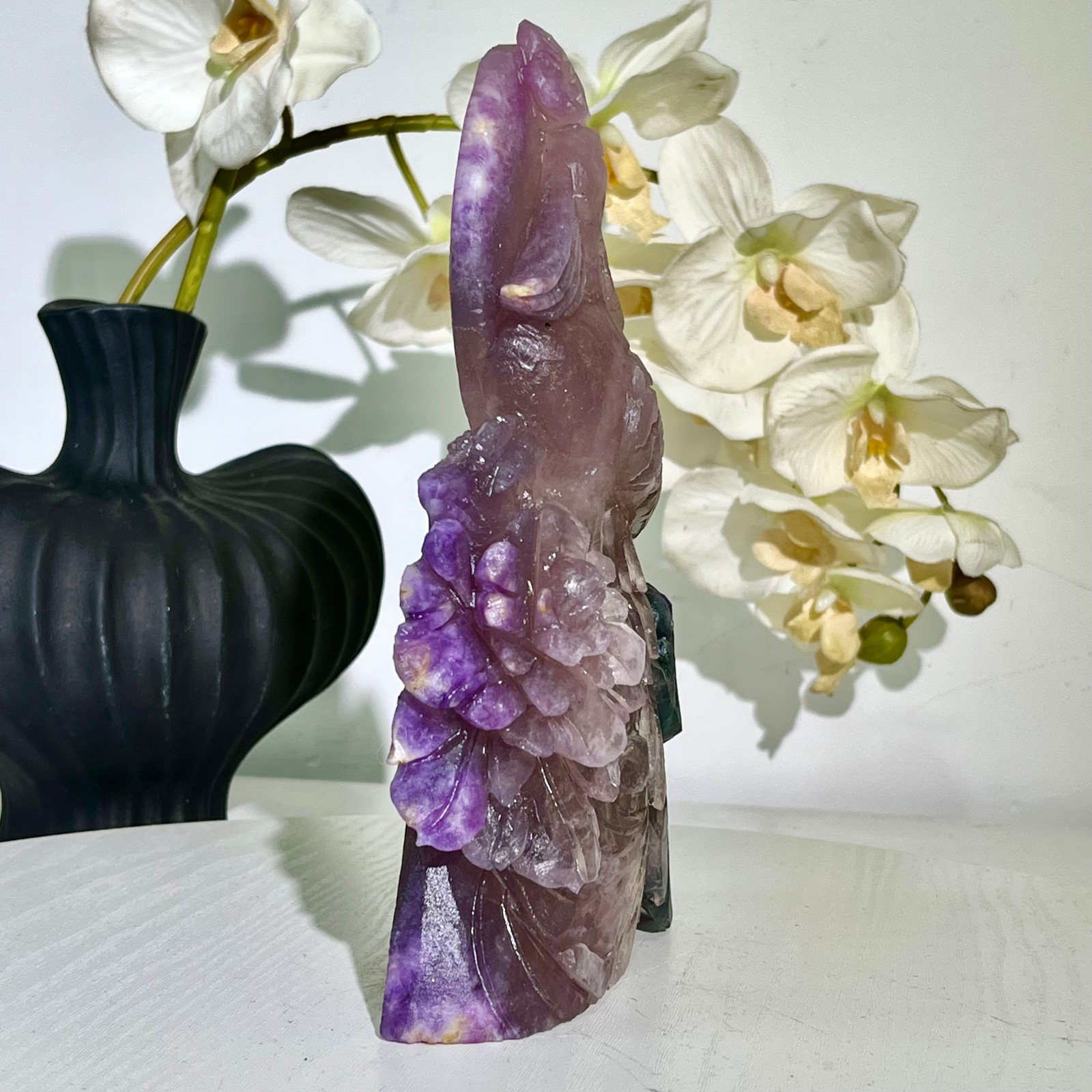 4.71LB Natural fluorite quartz products, hand carved and polished spiritual orn