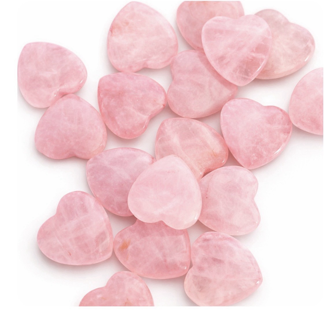 Rose Quartz Heart Healing Gem Stone Small Crystal Stone Hearts 12 Pieces .75”