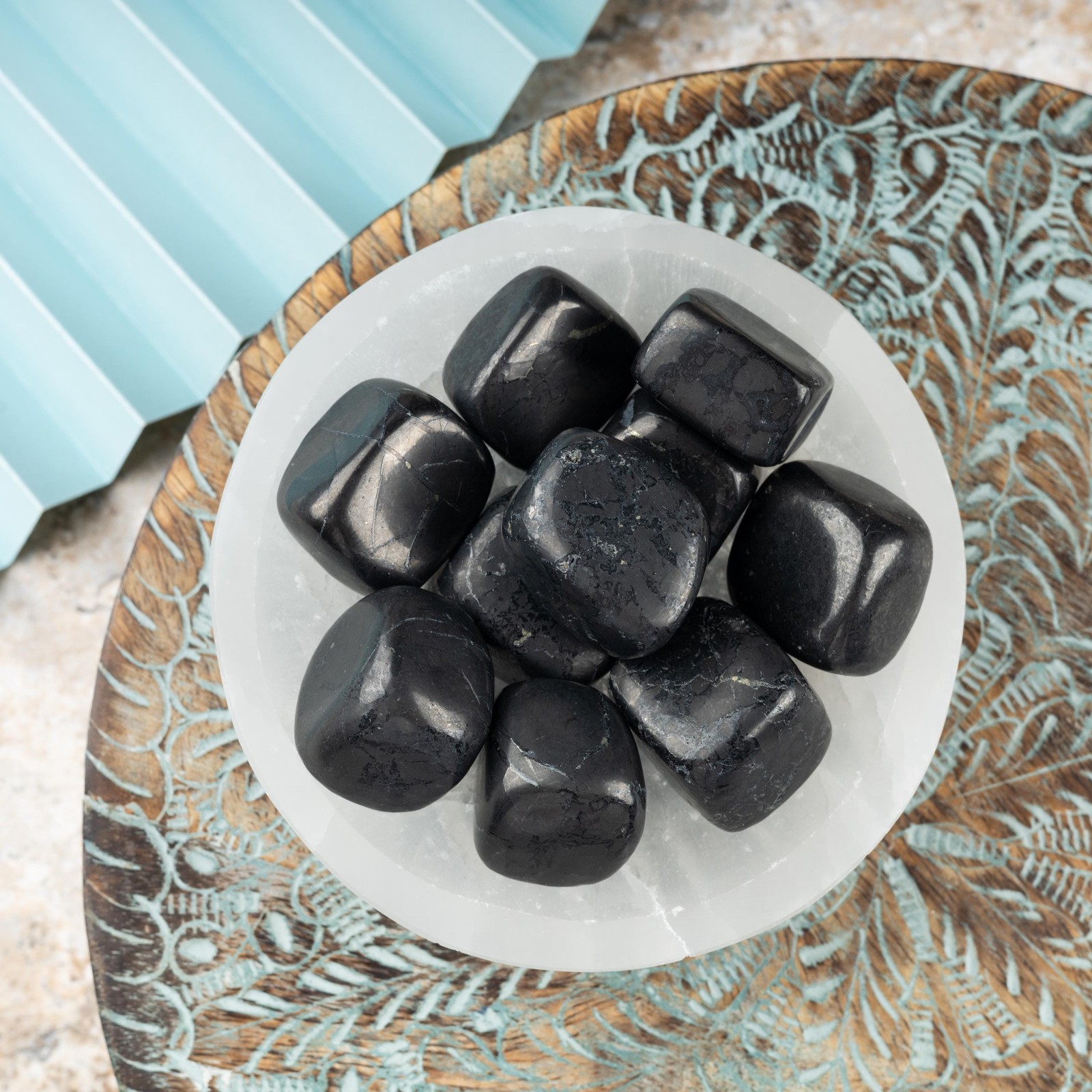 Shungite Crystal Tumble Stone, Polished Stone for Meditation & Healing