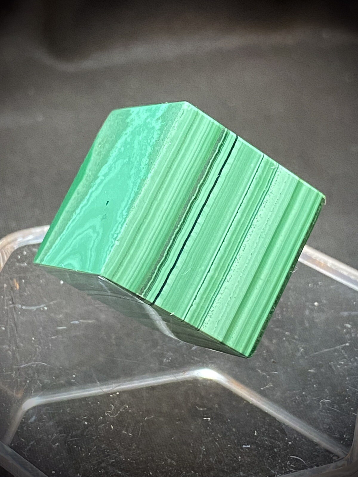 0.8 Inch Malachite Cube Stands On 1 Corner 40 Grams