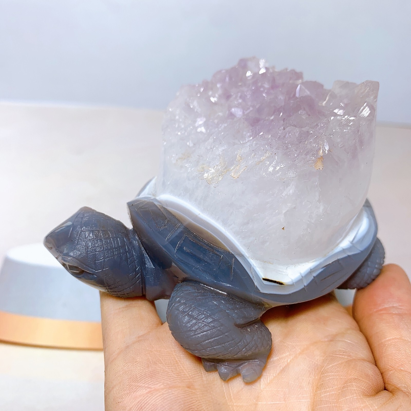 1pc Natural amethyst agate turtle Crystal turtle carving healing Home decora