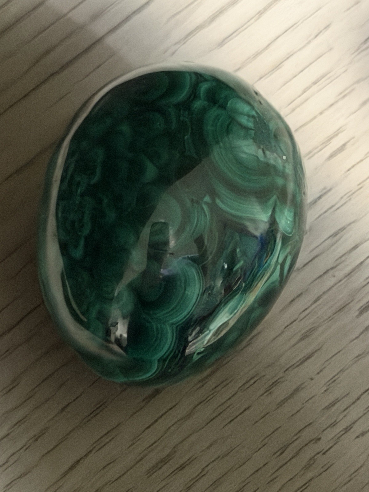 Malachite Egg 2” L x 1-5/8” and 172 Gr Paperweight