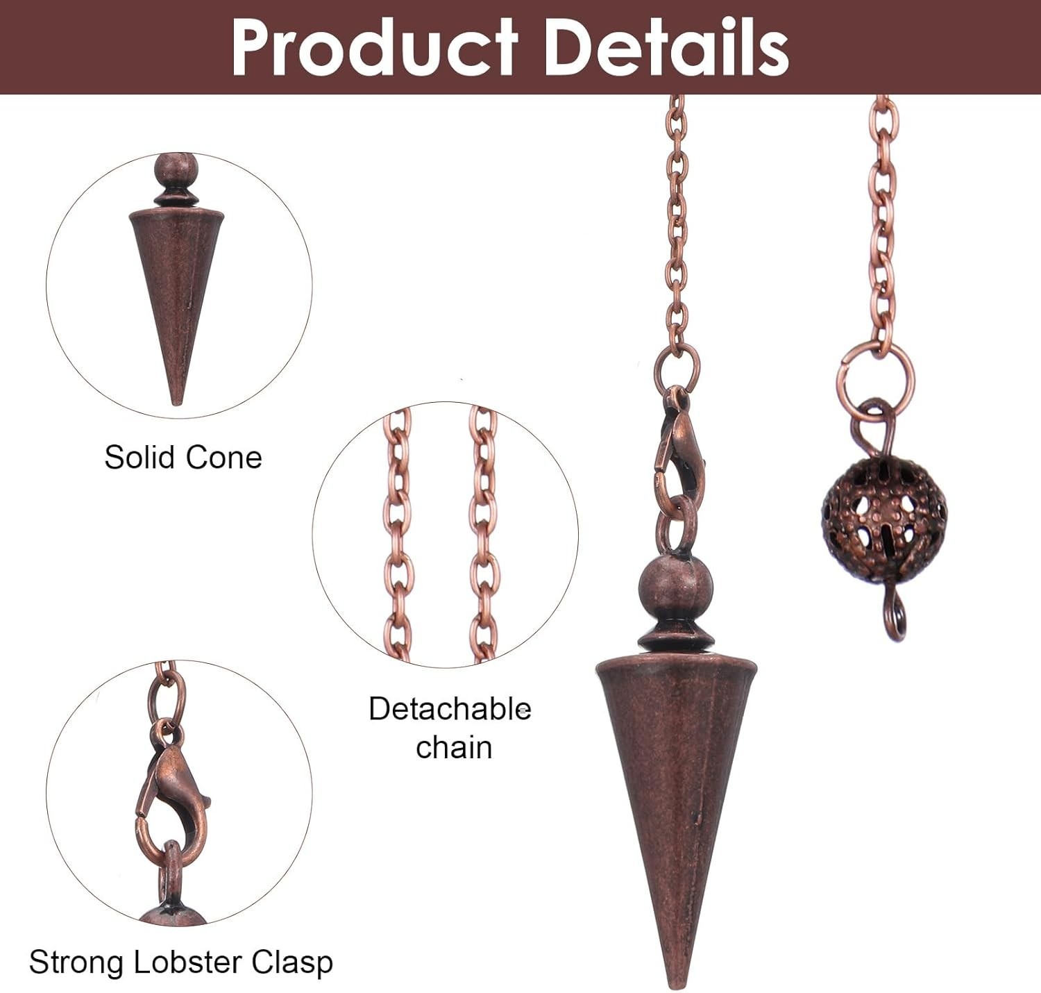 Bronze Metal Copper Spiritual Point Pendulum for Divination Healing