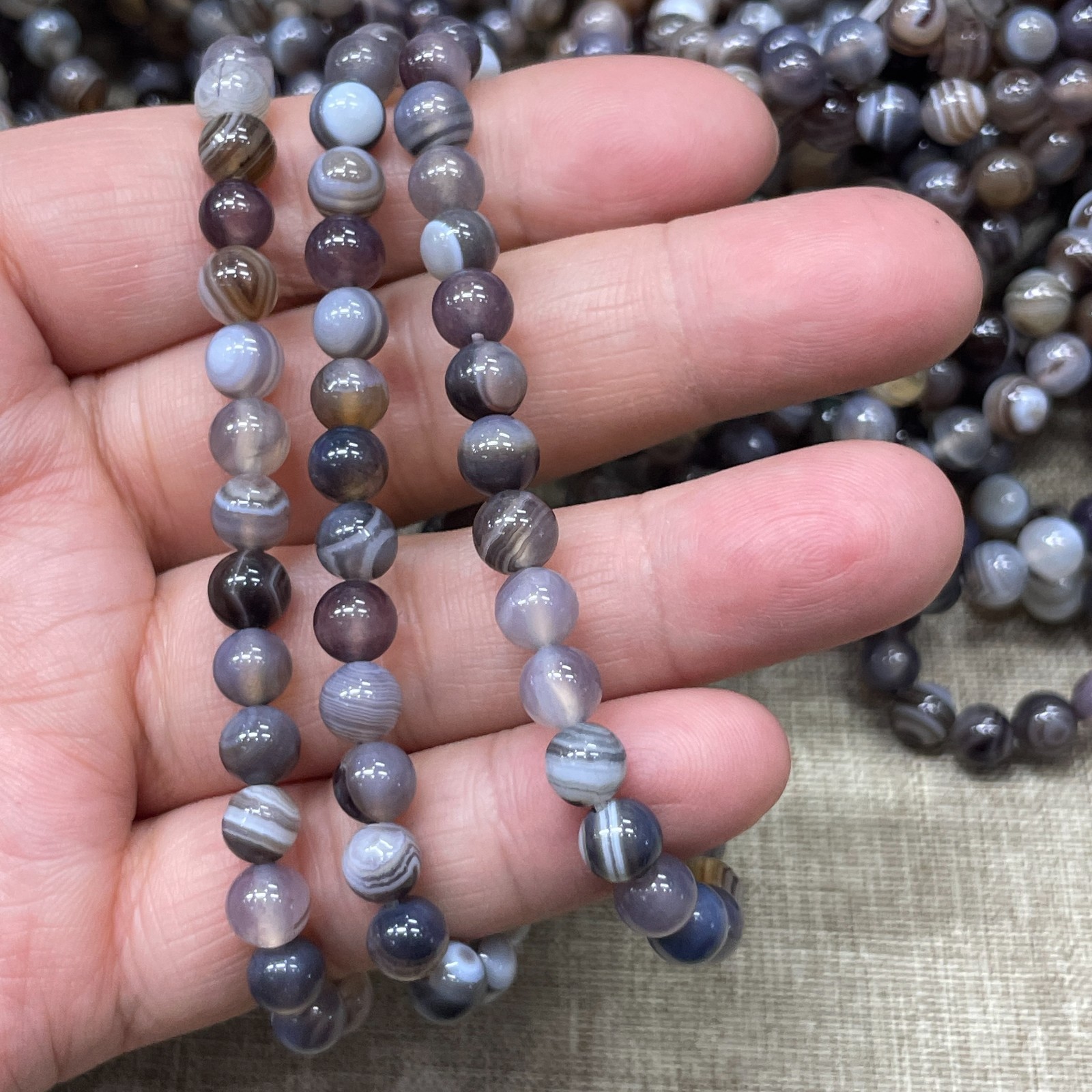 Wholesale 1 Pcs Persian agate Stone ball beads 6mm 7.5″ crystal Stretch Bracelet