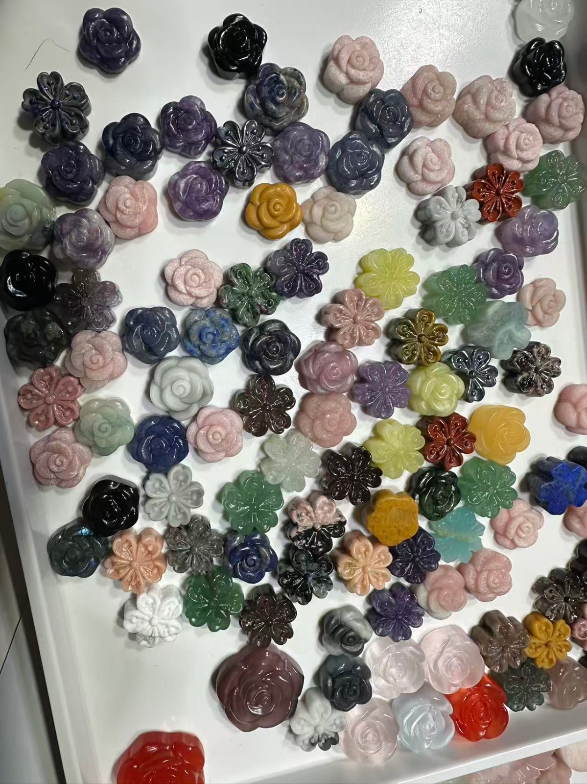 10pc Natural Mix Quartz Carved Flower Skull Crystal Reiki Healing Decor Random