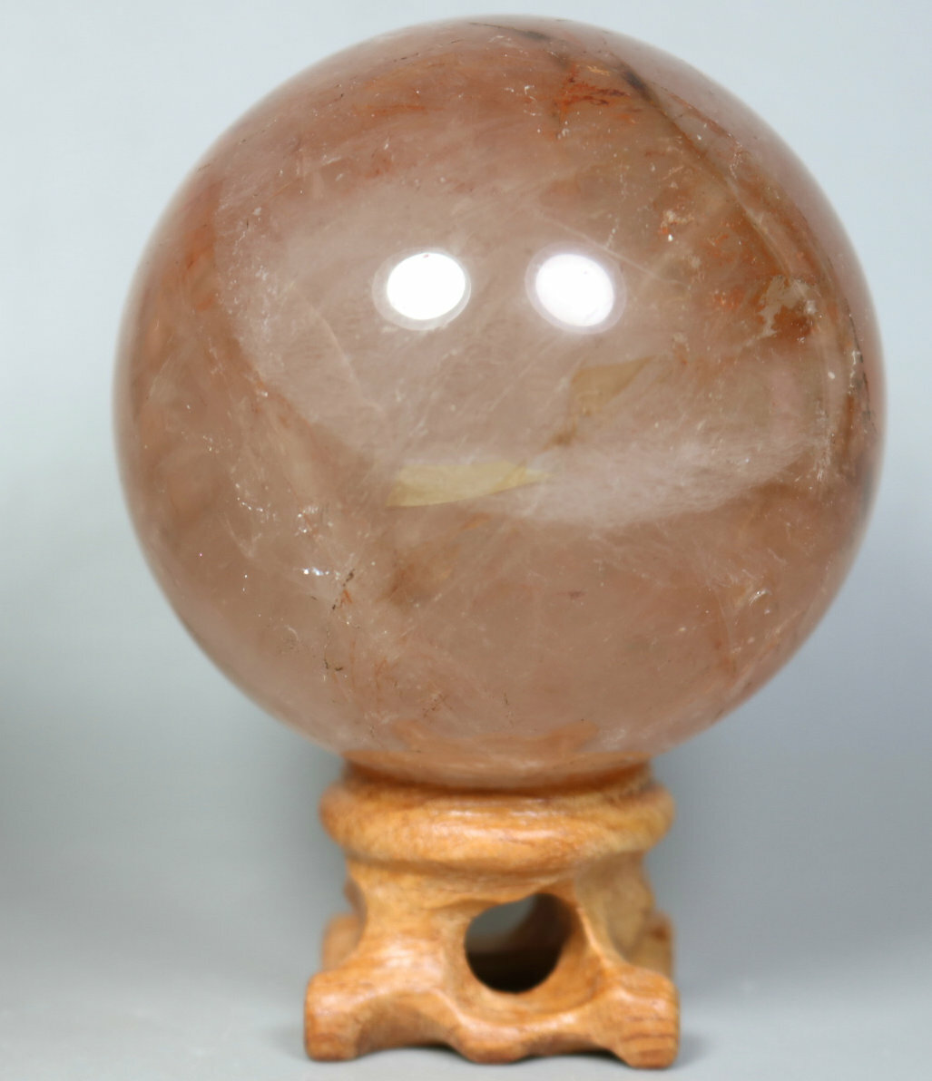 Natural RED FIRE QUARTZ Hematoid Crystal PHANTOM MULTI INCLUSIONS Sphere / Stand