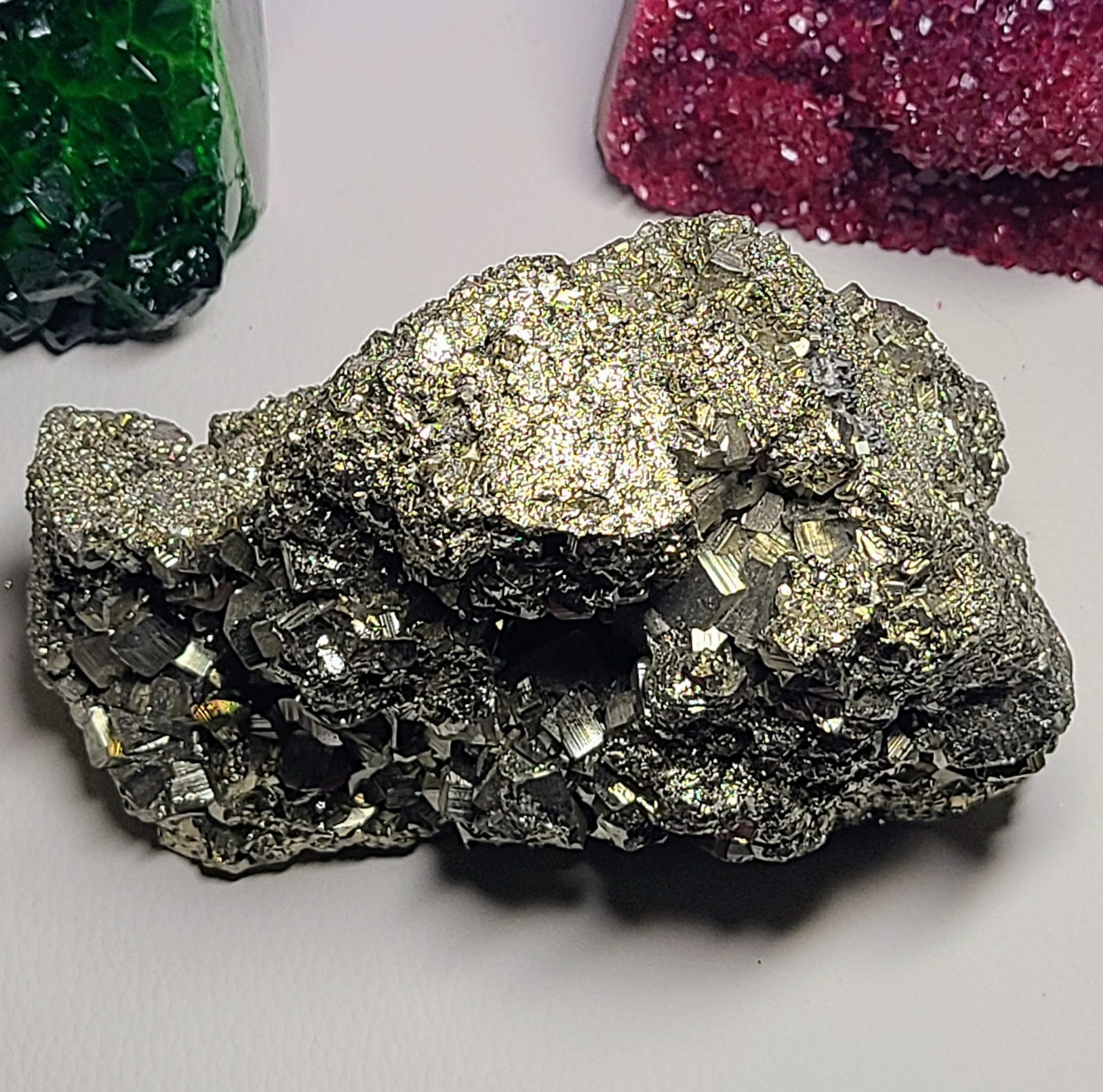 Huge Golden AAA Druzy Peruvian Pyrite Crystal Cluster