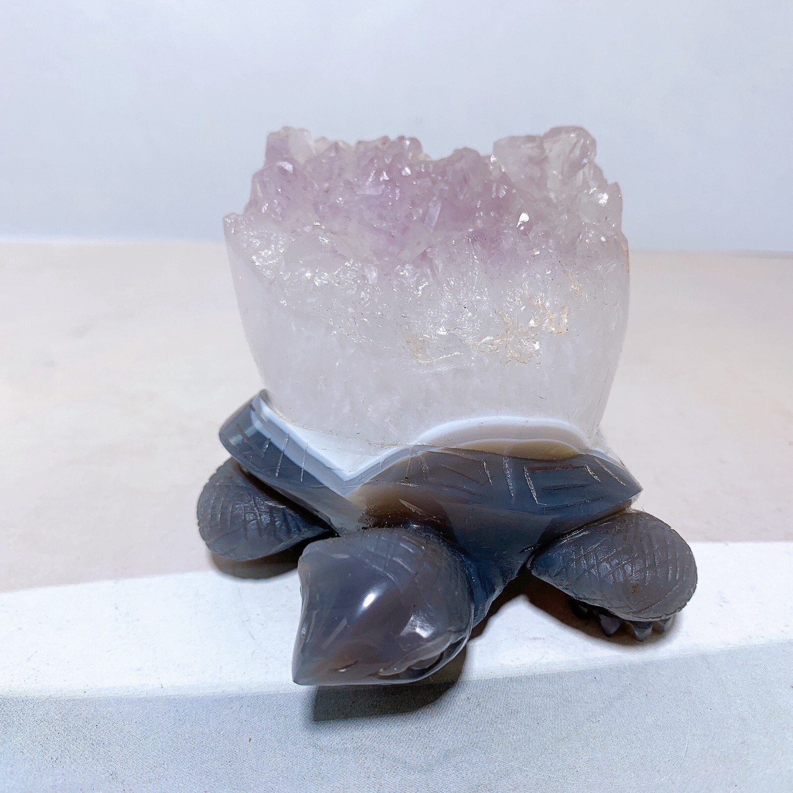 1pc Natural amethyst agate turtle Crystal turtle carving healing Home decora