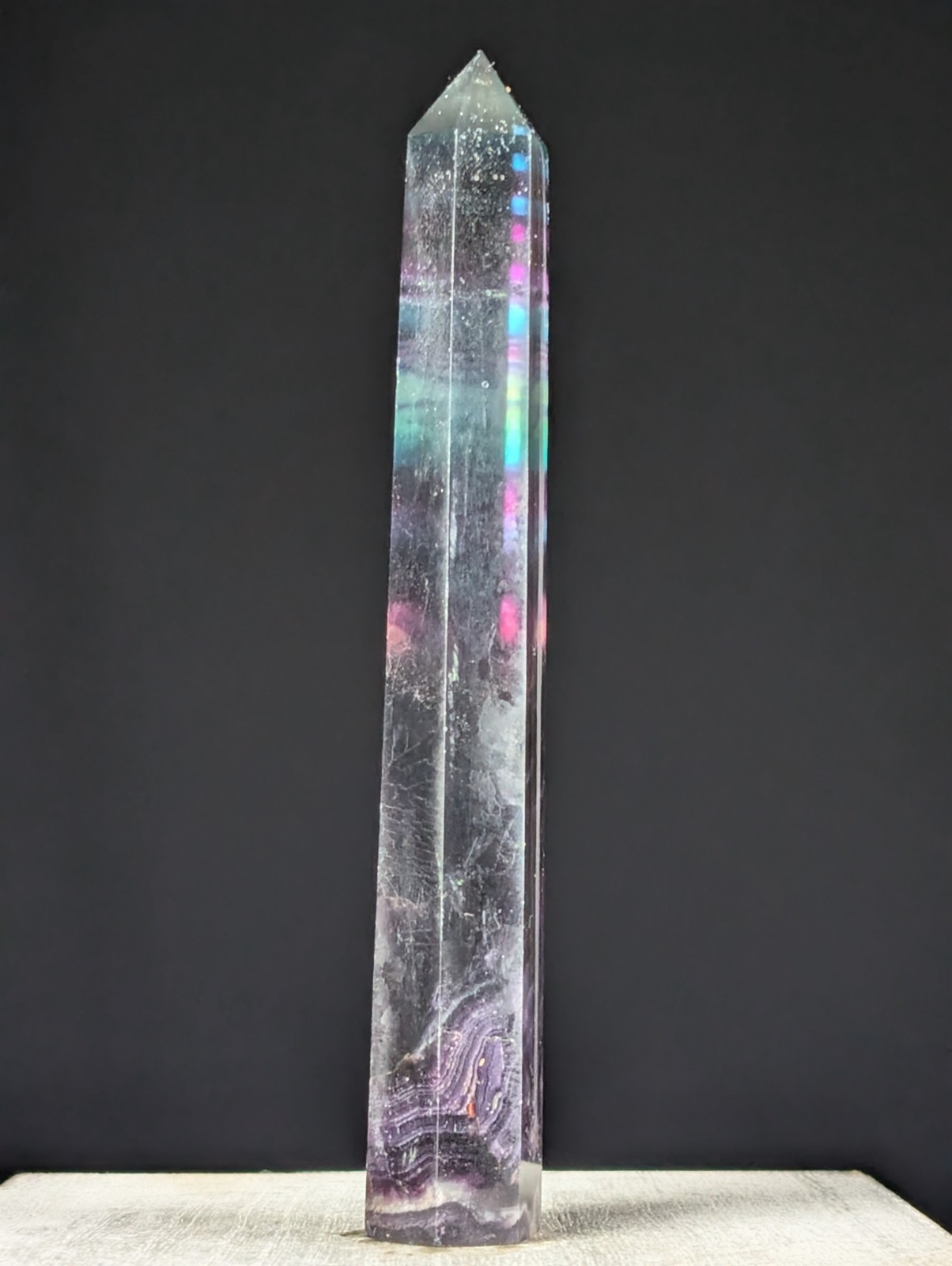 Rainbow Fluorite Tower Crystal Gemstone Large Tall Point Chakra Reiki