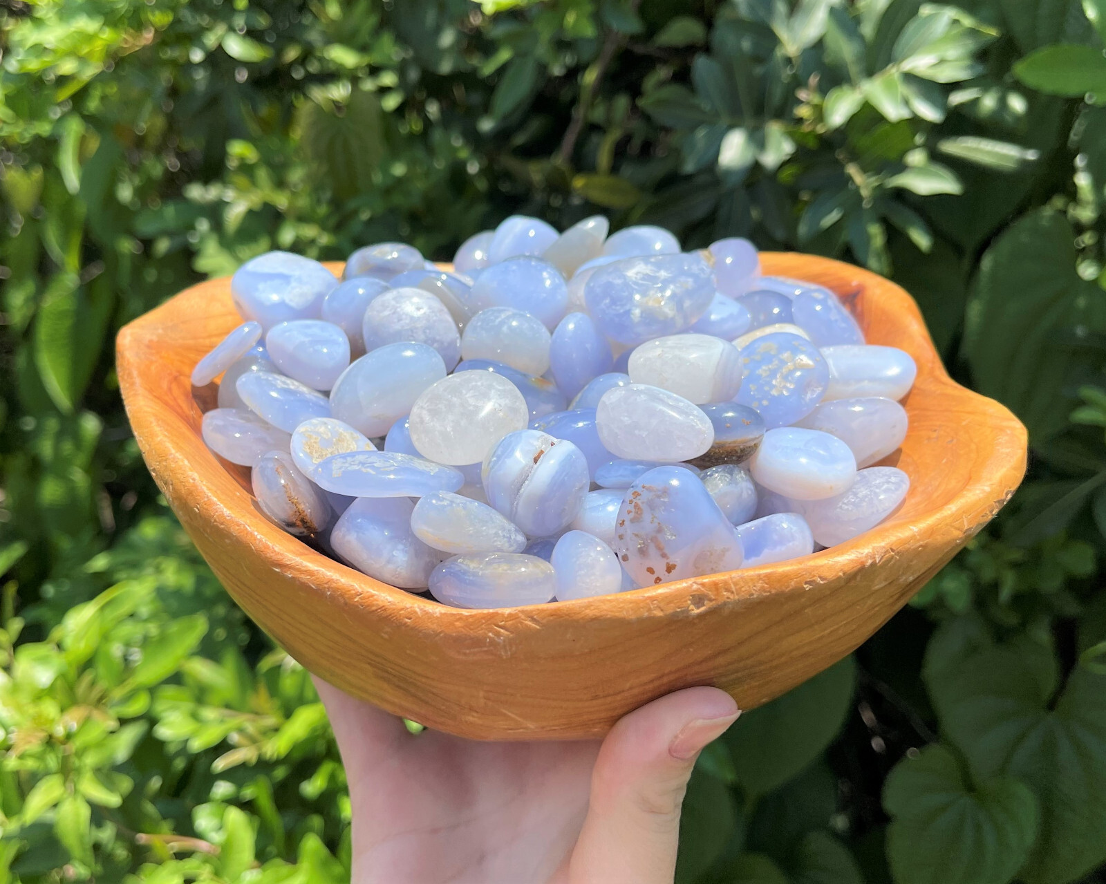 Blue Chalcedony Tumbled Stones: Choose How Many Pieces (Natural Polished)