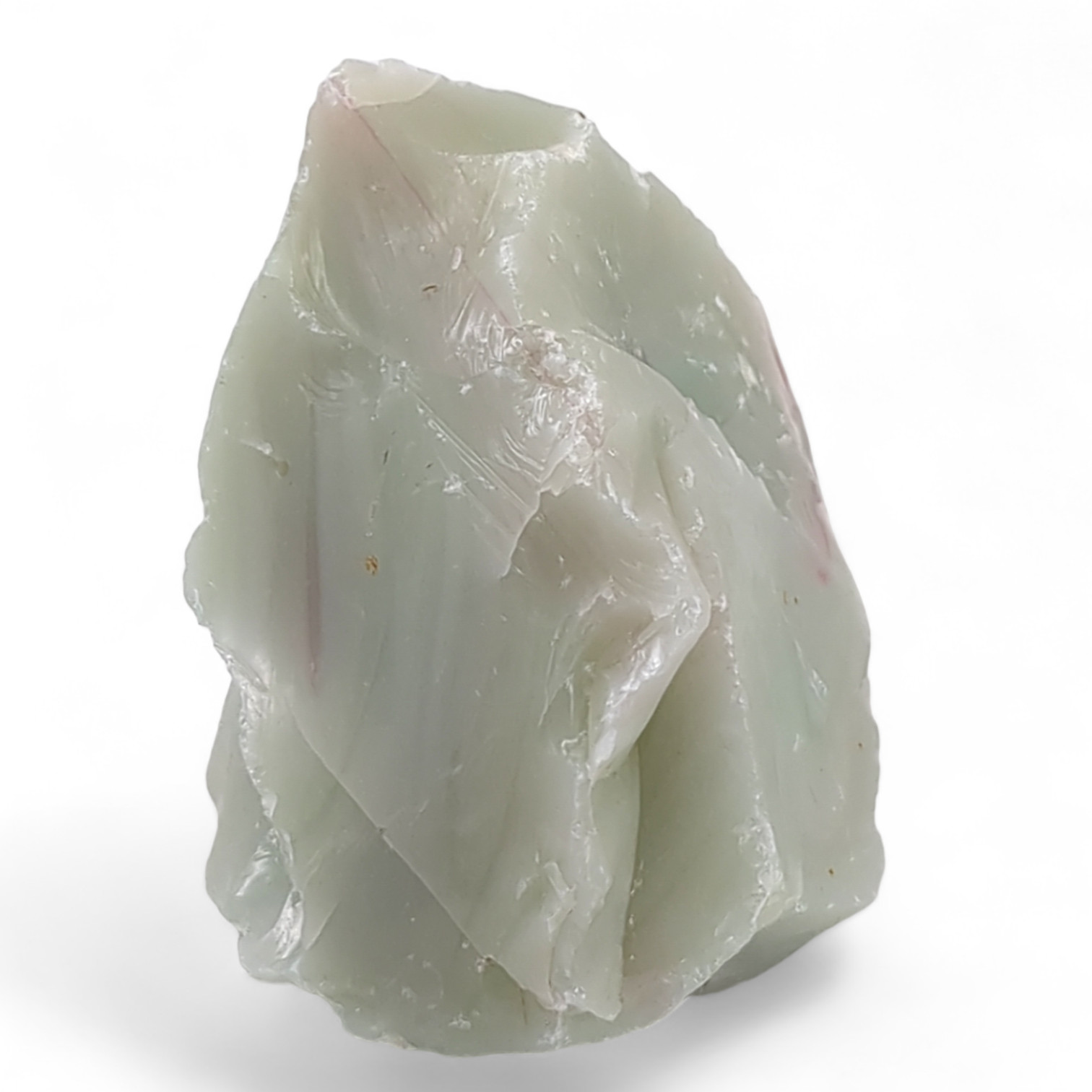 Jadeite Pink Swirl Art Glass Cullet Glowing Manganese Opaque Slag Glass #4GX85