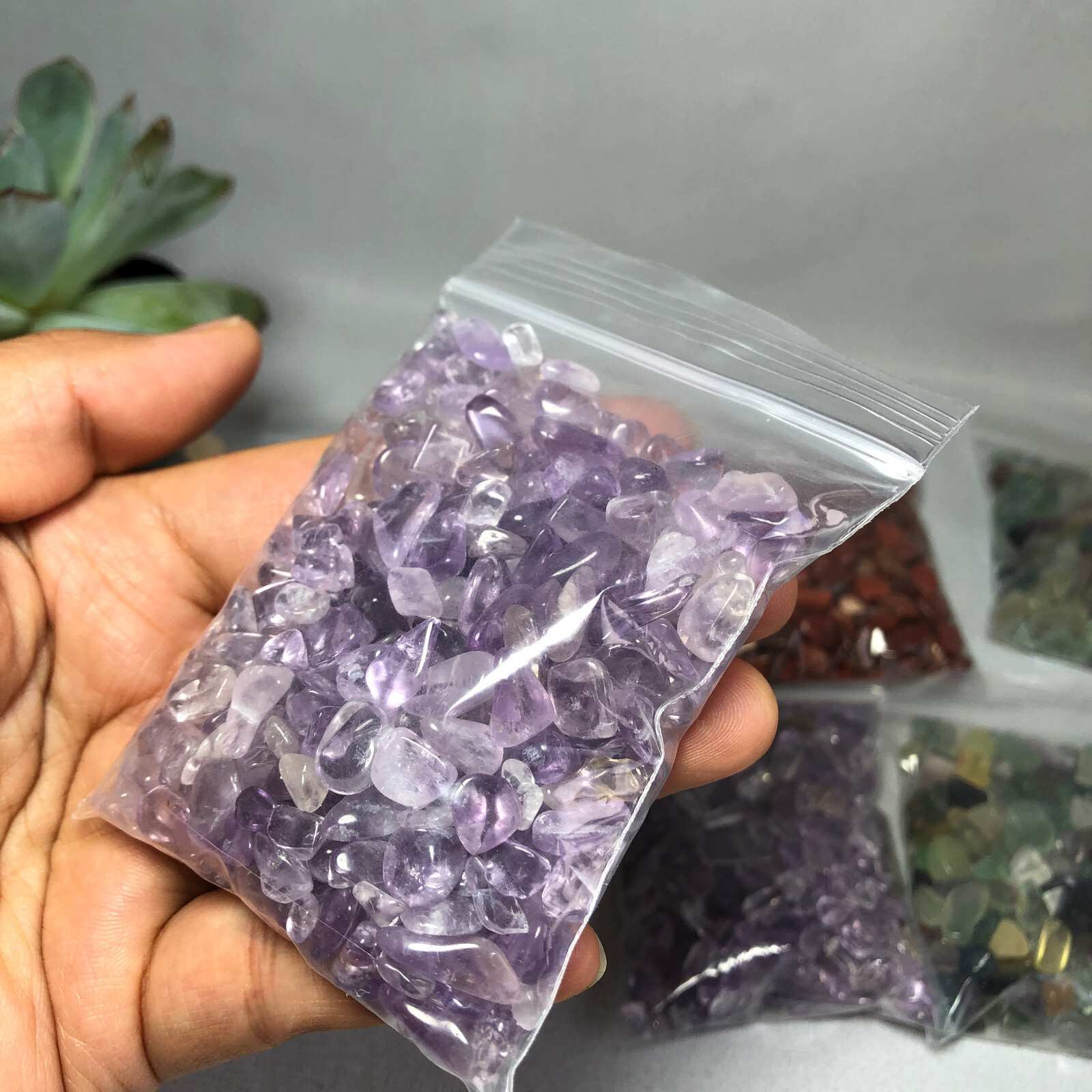 100g Natural purple crystal amethyst gravel reiki healing fish tank decorations2