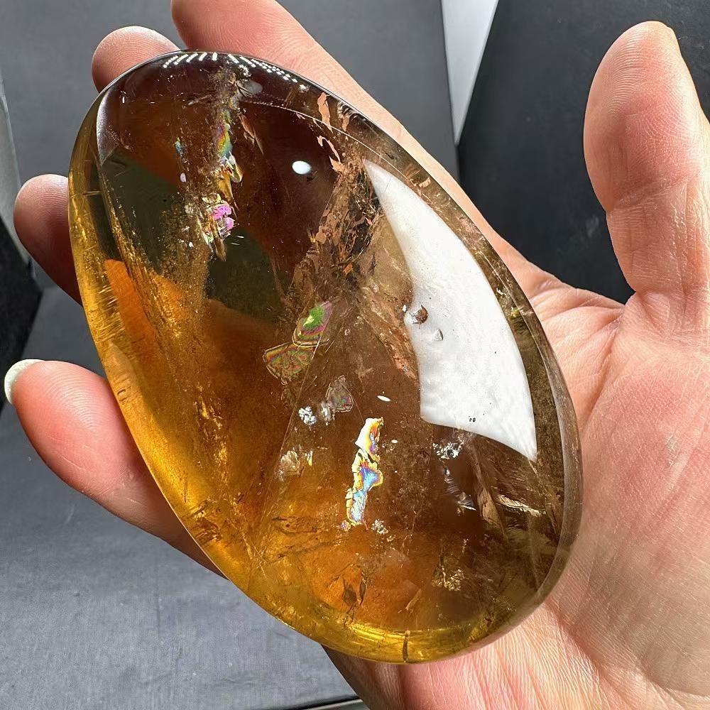 352g Natural Citrine Quartz Carved Palm Polished Crystal Reiki Healing