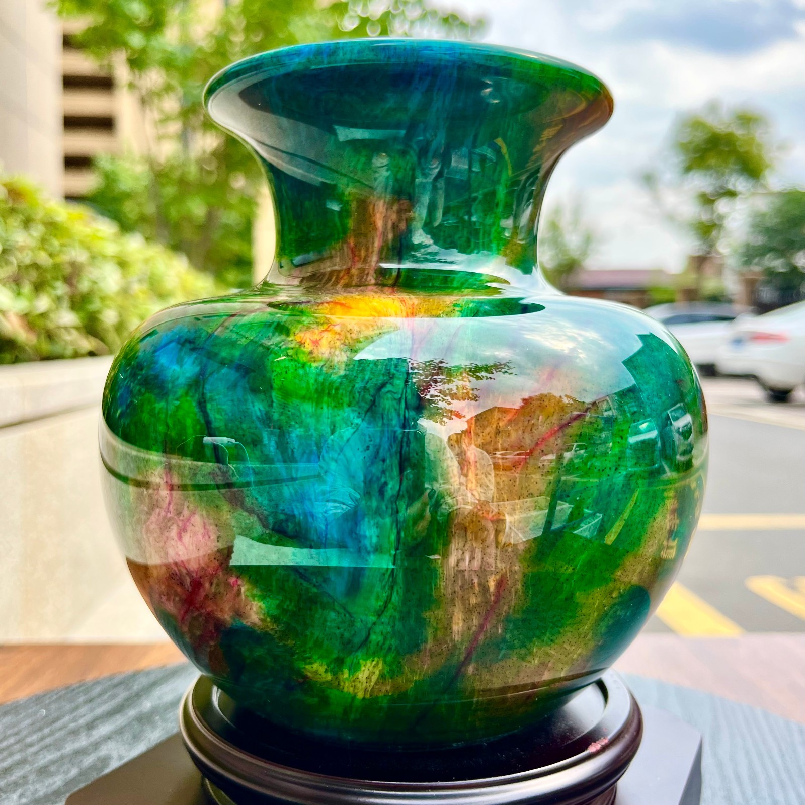 3.78LB Natural “Seven Colors Jade” vase specimen -Taiwan China