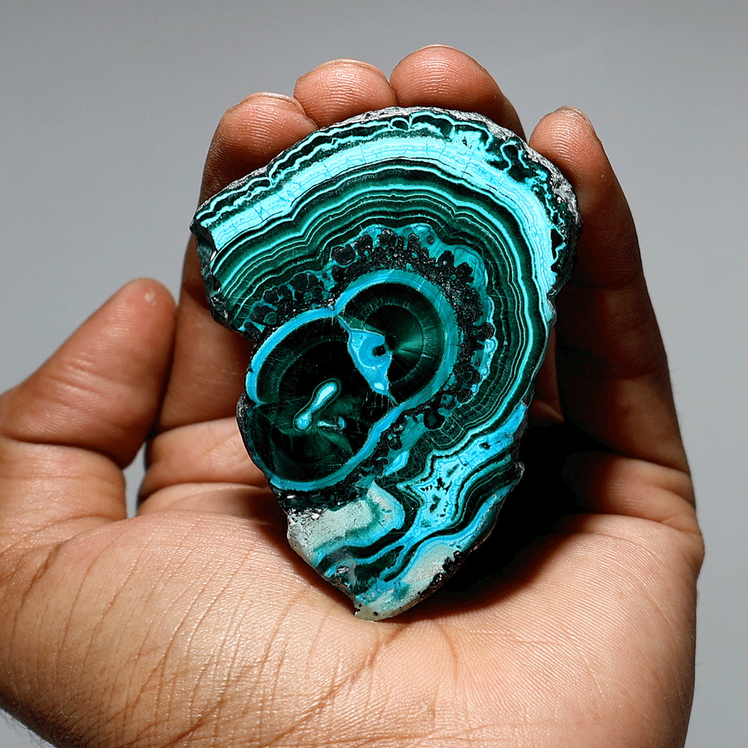 The Seer’s Stone — Orbital Chrysocolla Malachite Gem Slab — Banded Mineral Slice