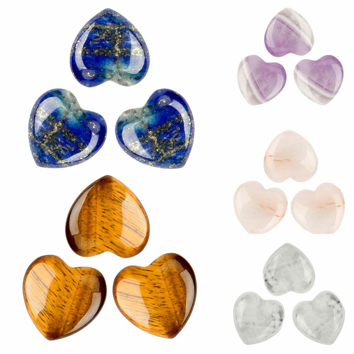5/10PCS 20mm Natural Crystal Quartz Carved Heart Shaped Healing Love Gemstone