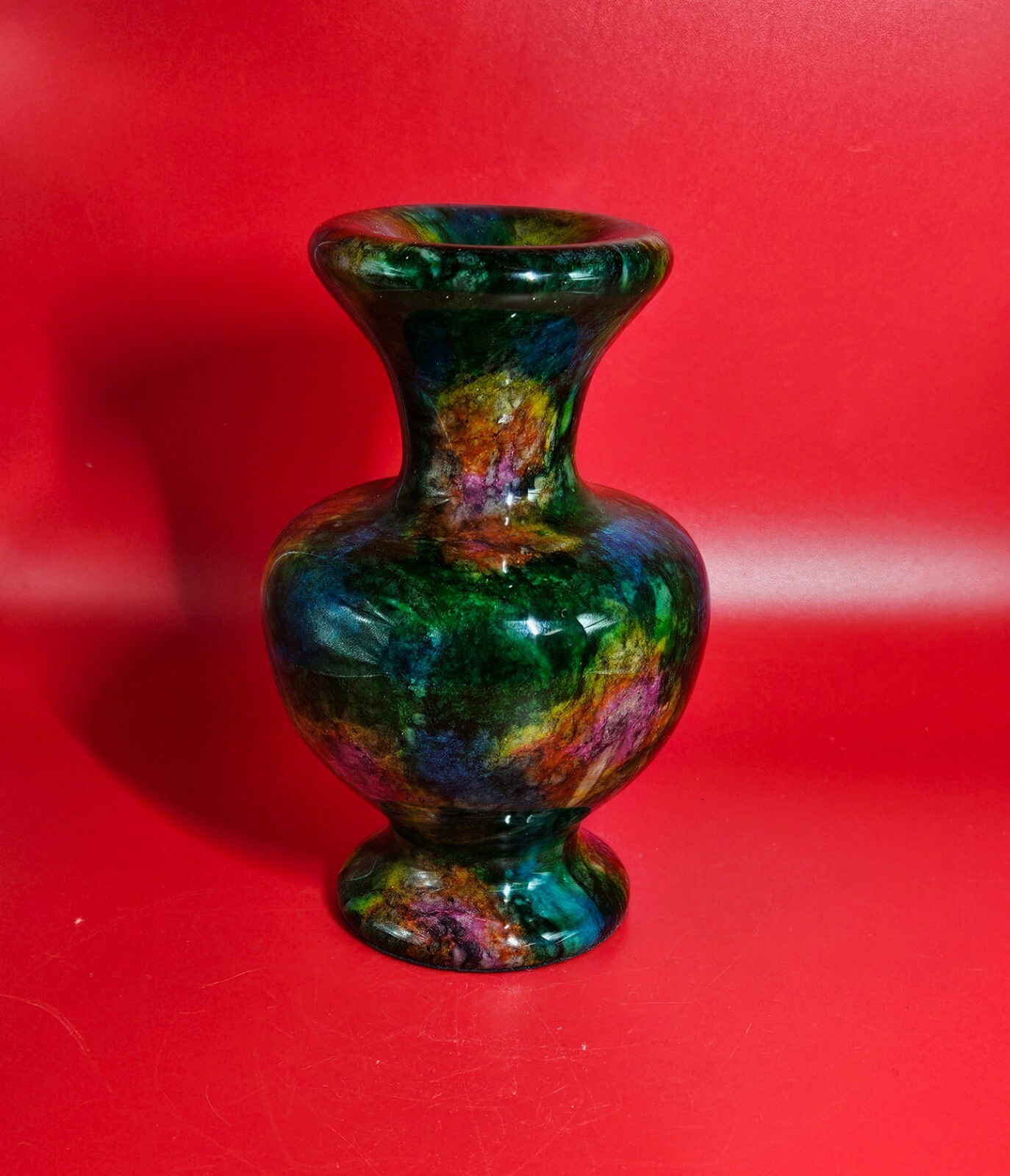 Beautiful Rare Polished Taiwan Seven Colours Natural Jade Stone Vase Bottle 1+LB