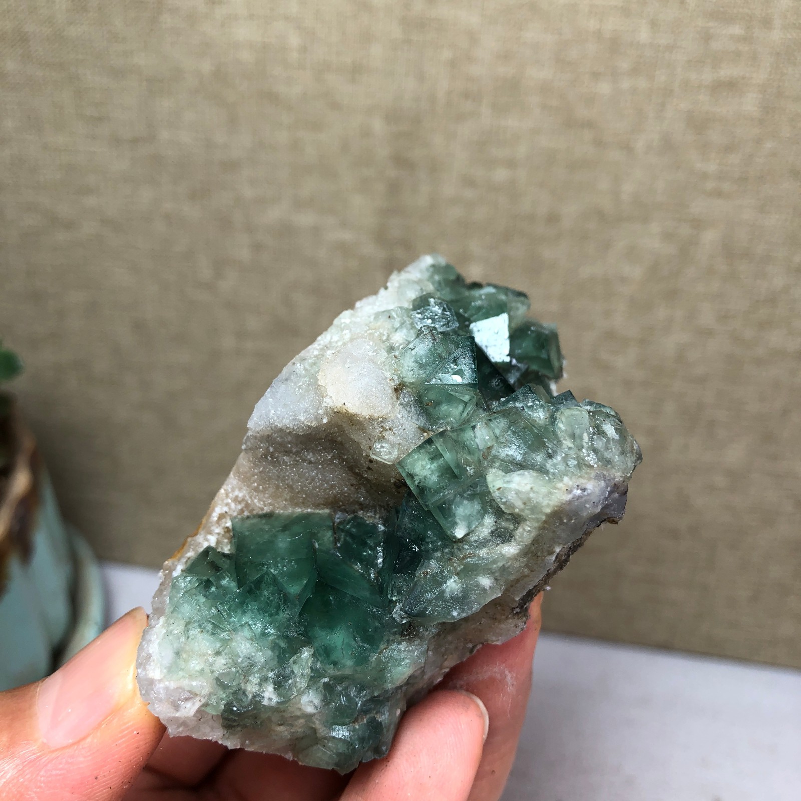 101g NATURAL Green Cubic FLUORITE Crystal Cluster Mineral Specimen A4737