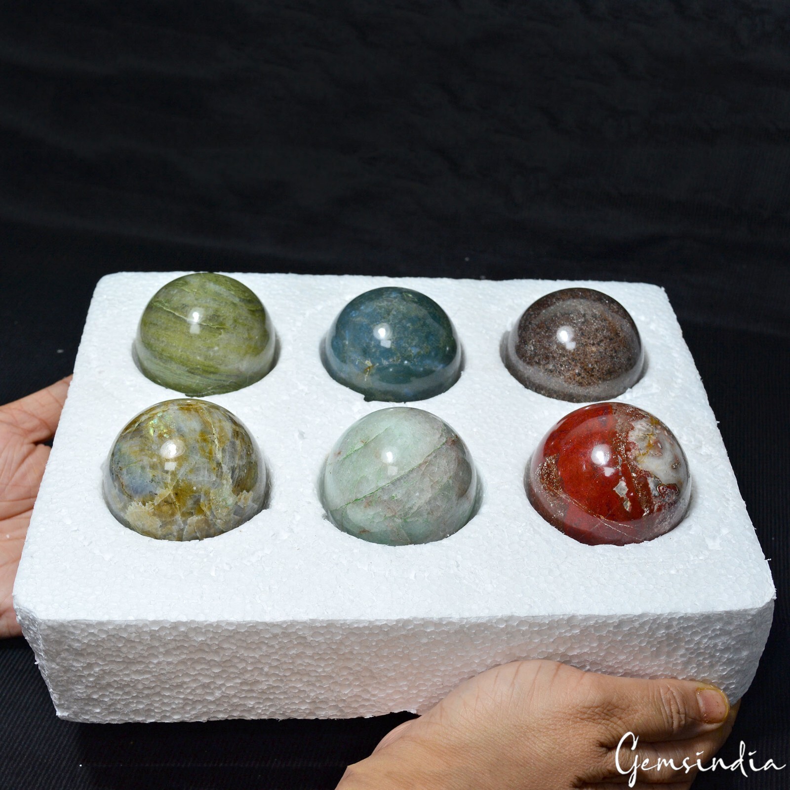 1.52 Kilo Natural Multi Gemstone Healing Crystal Mineral Gems Sphere With Stand