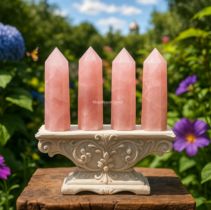 High Quality Rose Quartz Tower Point Pink Crystal Healing Meditation Stone Decor