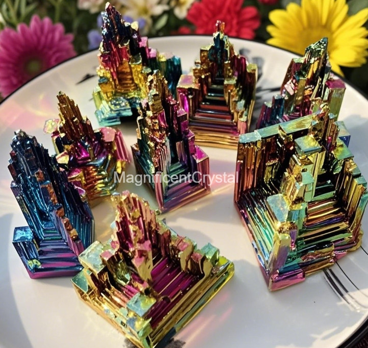 2025HOT Aura Bismuth Gemstone Stone Quartz Crystal Home Decor Healing Reiki Gift