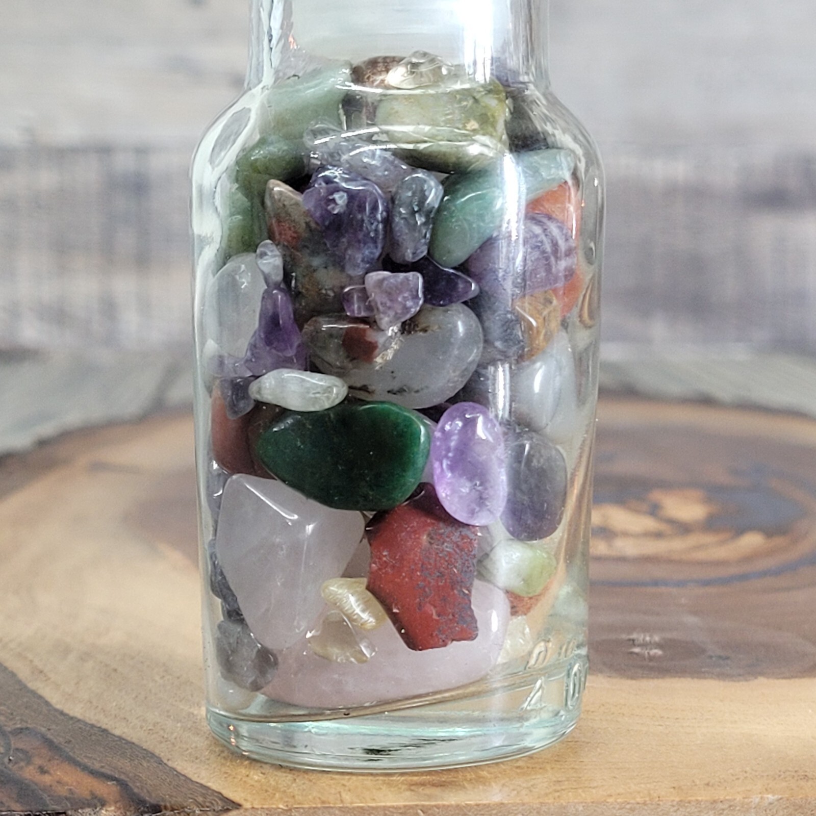 4oz Mixed Crystal Tumbles/Chips in Apothecary Vintage Glass Jar Wagner Spice