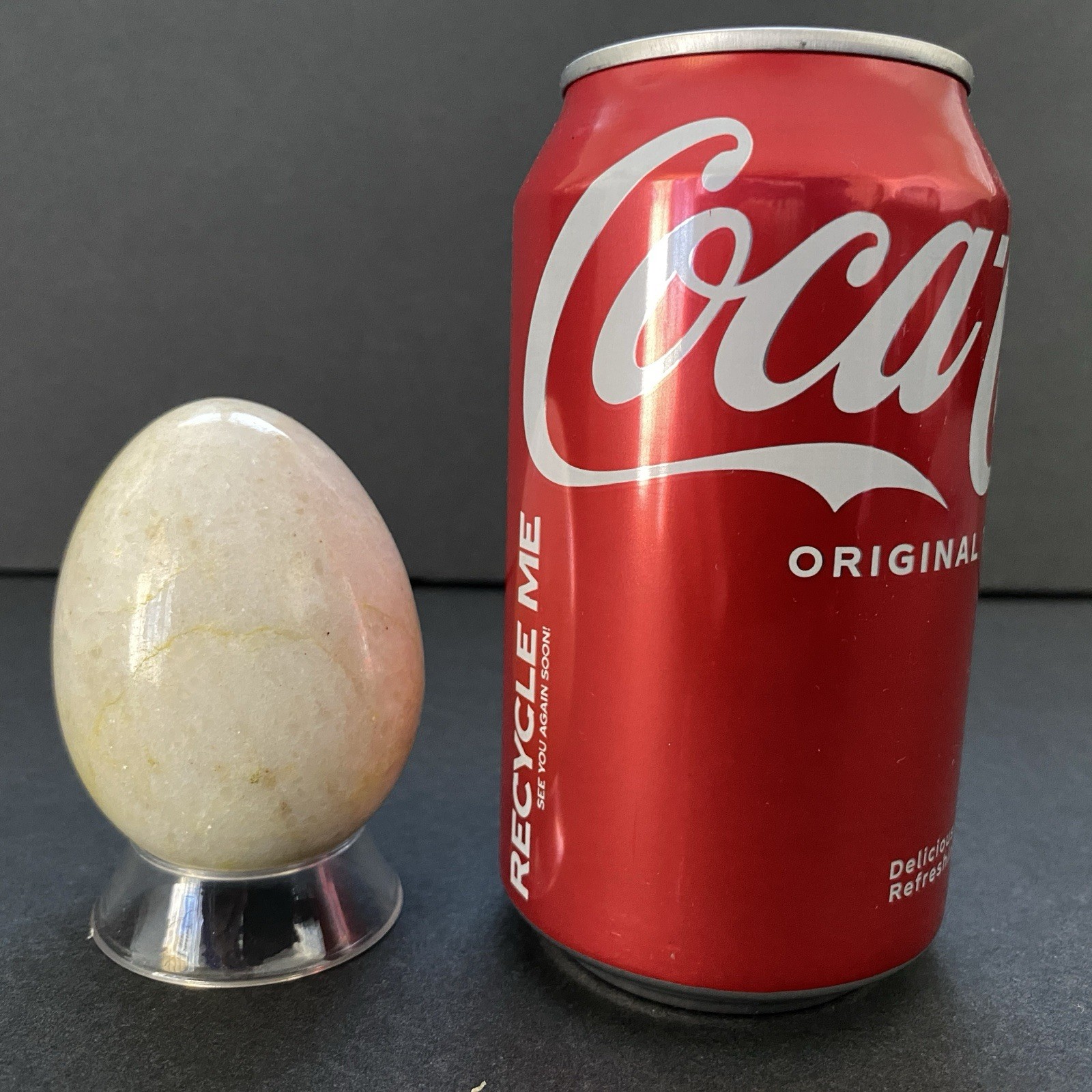 Natural Onyx Stone Egg With Stand Hand Polished Banded Agate Calcite Crystal