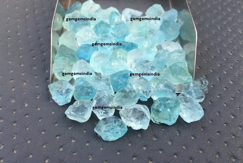 15 Pieces Natural Blue Aquamarine Raw Size 10-12 MM Aquamarine Rough Stone Bulk