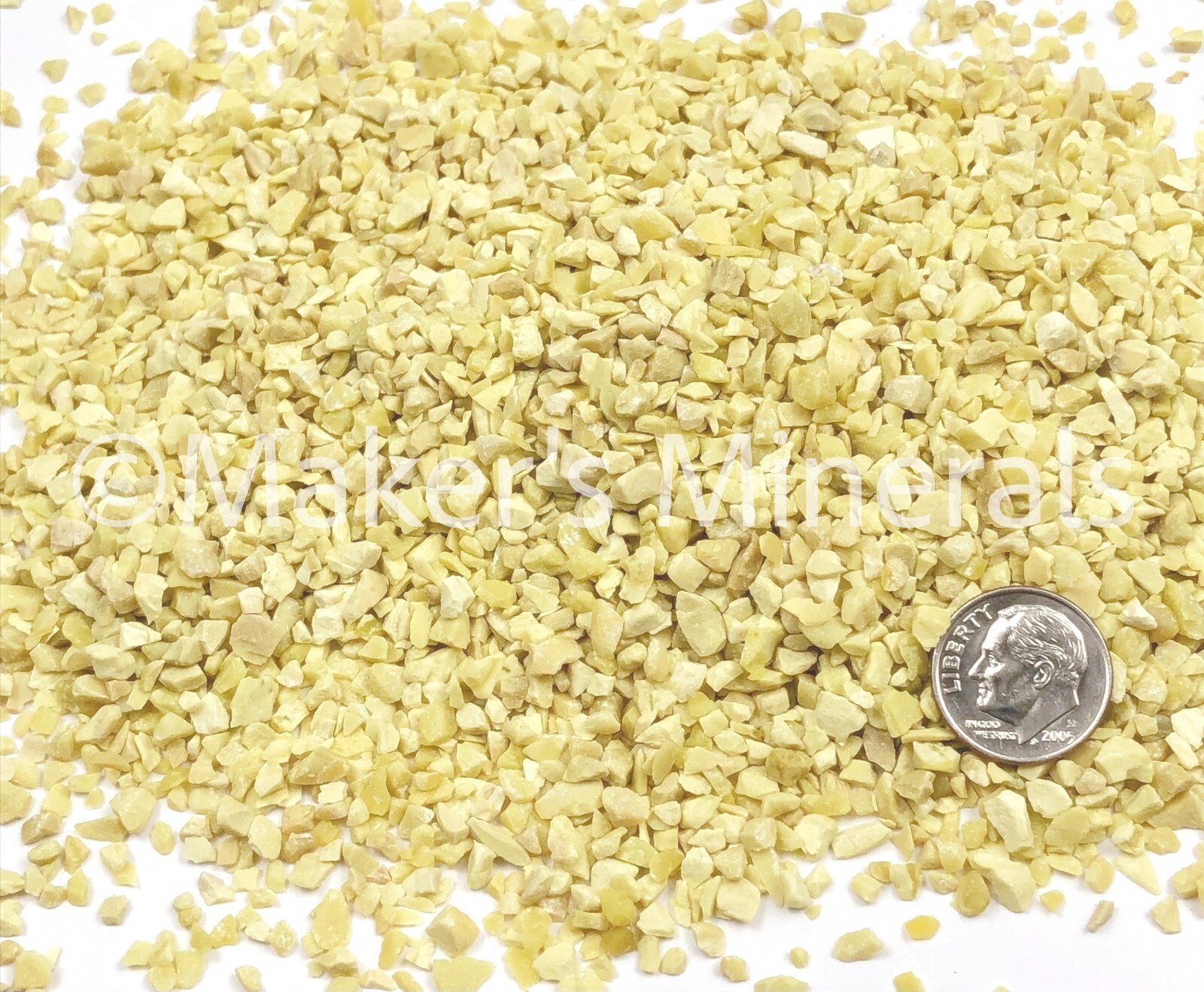 Crushed Yellow Serpentine Chips, 2mm-4mm, for Inlay, Terrariums, Embellishments