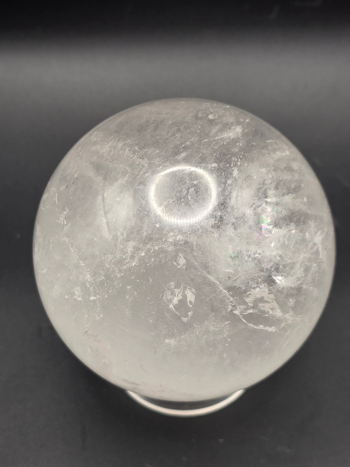 Large clear quartz sphere! 79.3mm, 3.1 inches, 1.8 pounds