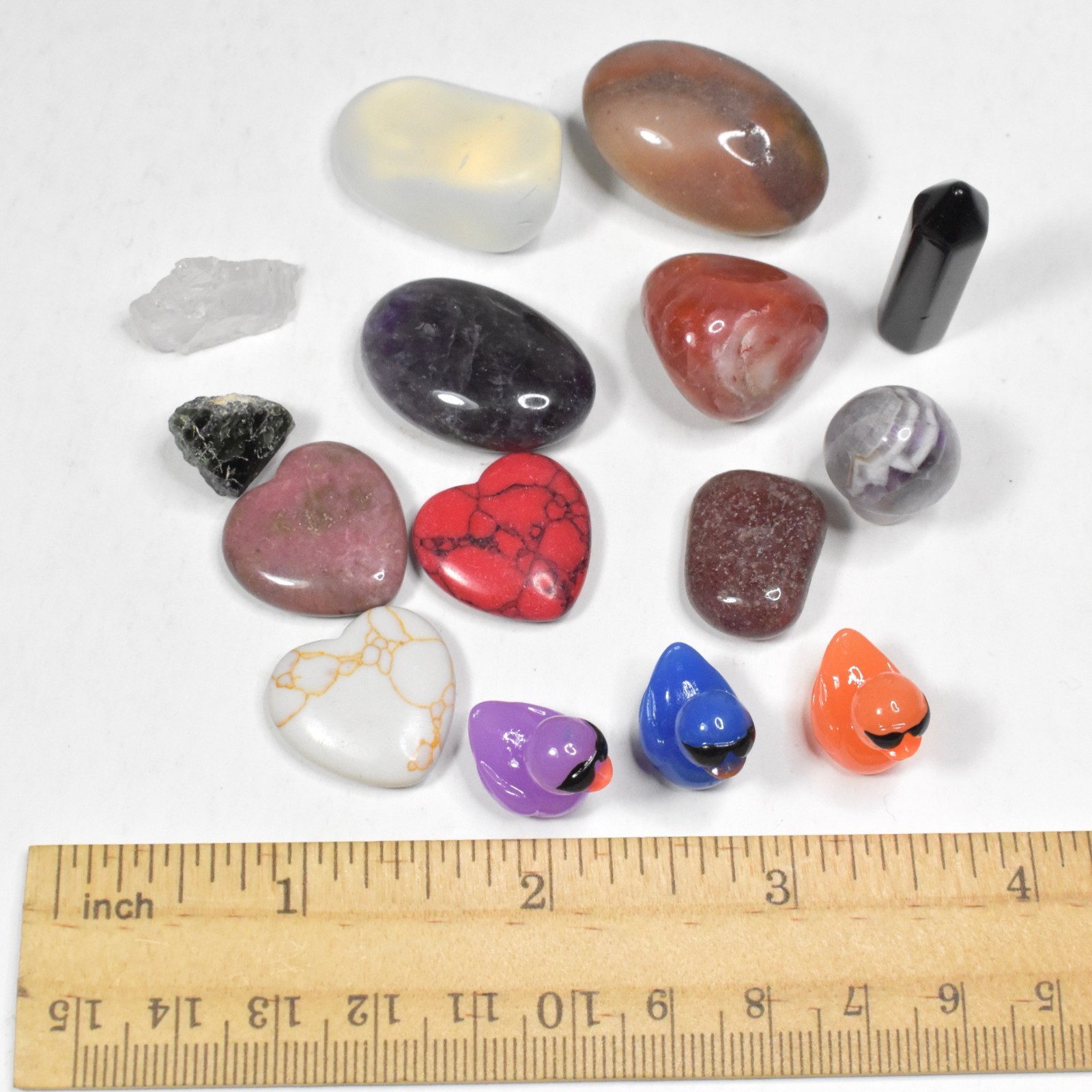Assortment of Tumbled Stones Crystals Polished Rocks Mixed Lot Opalite Amethyst