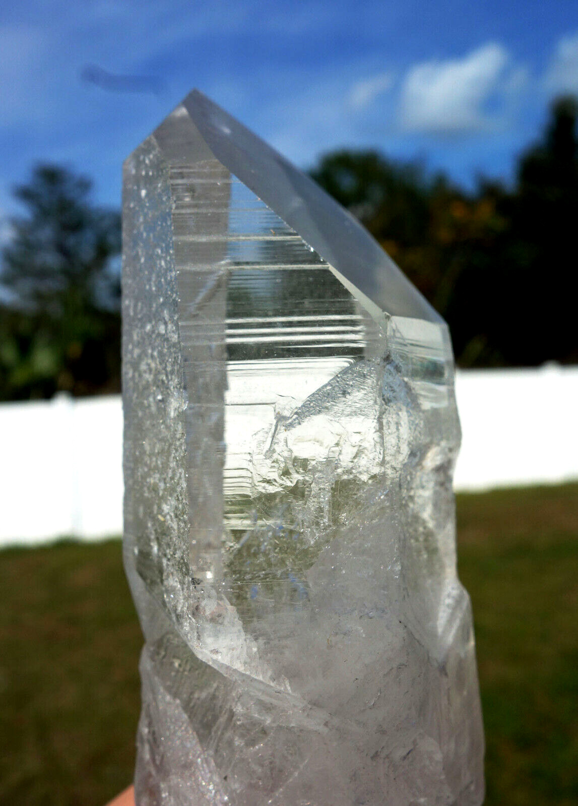 Rare OLD SOUL LEMURIAN QUARTZ Clear Crystal Point with Cool Large Indented KEYS