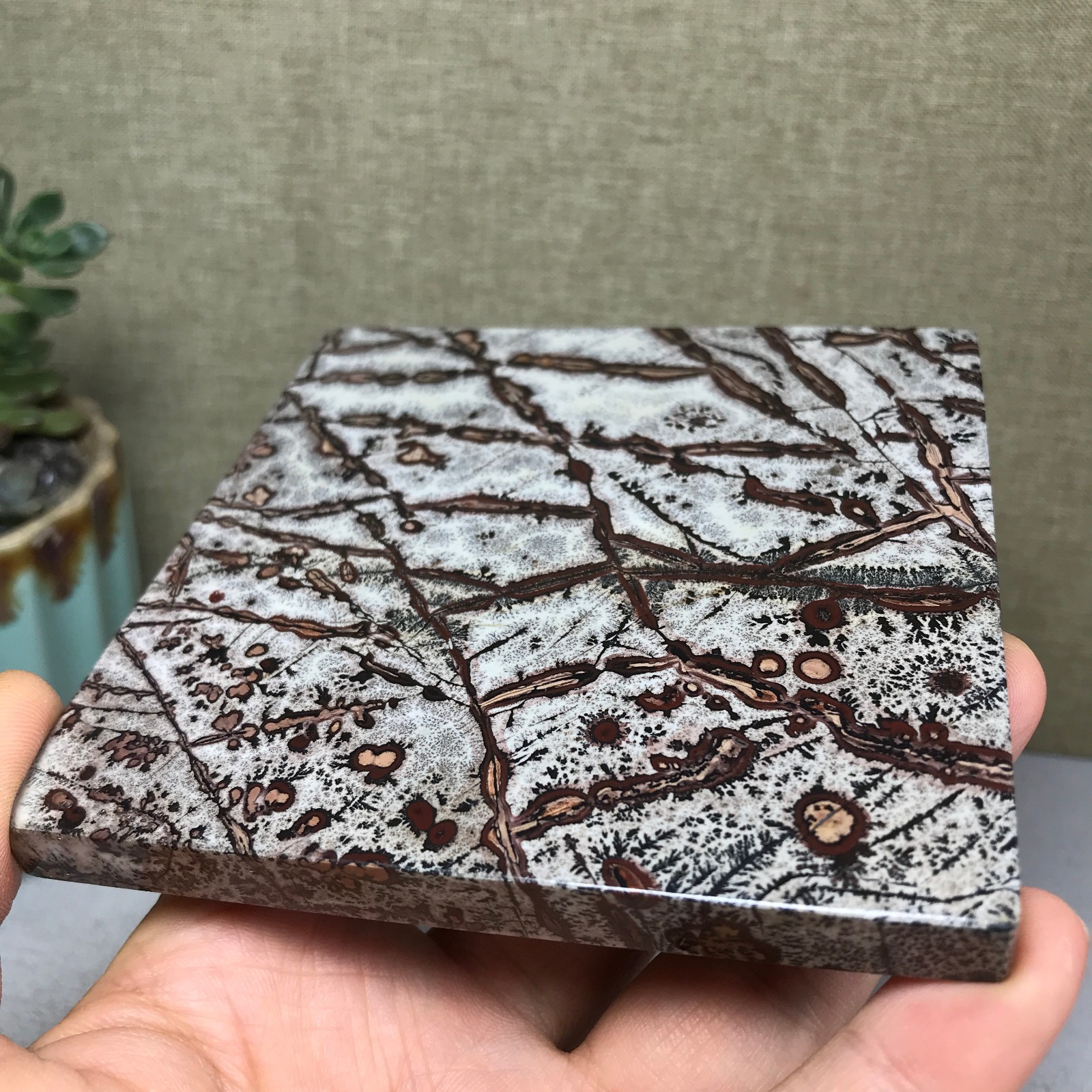 Natural Chinese painting stone crystal ornaments for home decoration 262g A5368