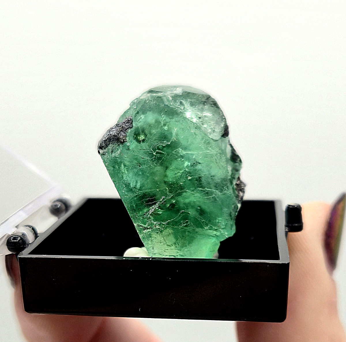 Juiced! Green Fluorite, Pyrite, Galena Thumbnail Specimen – Peru (laseal)
