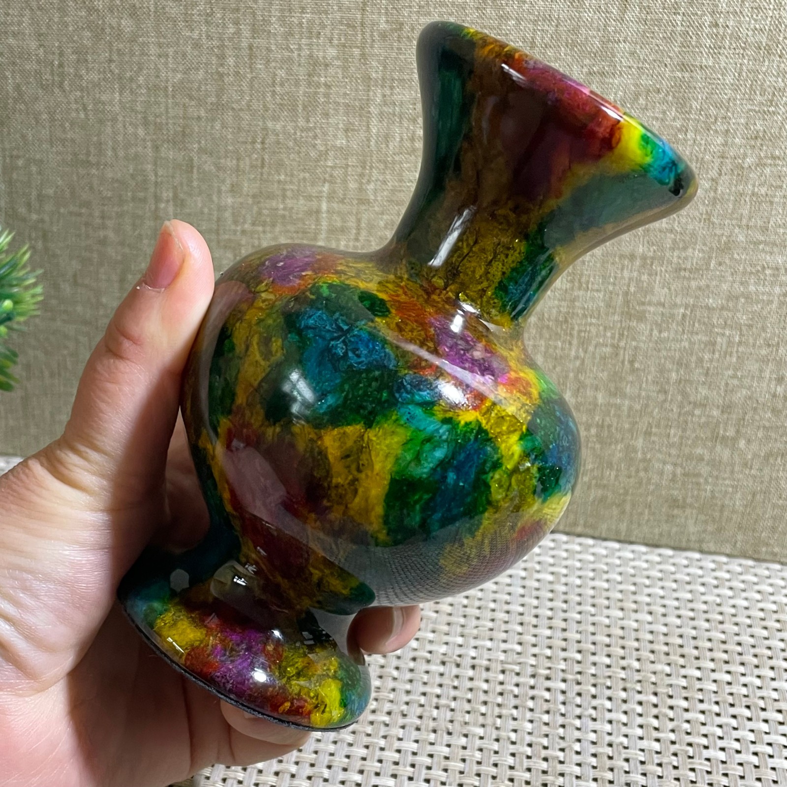 888g Seven Colors Jade vase specimen Decorative -Taiwan China