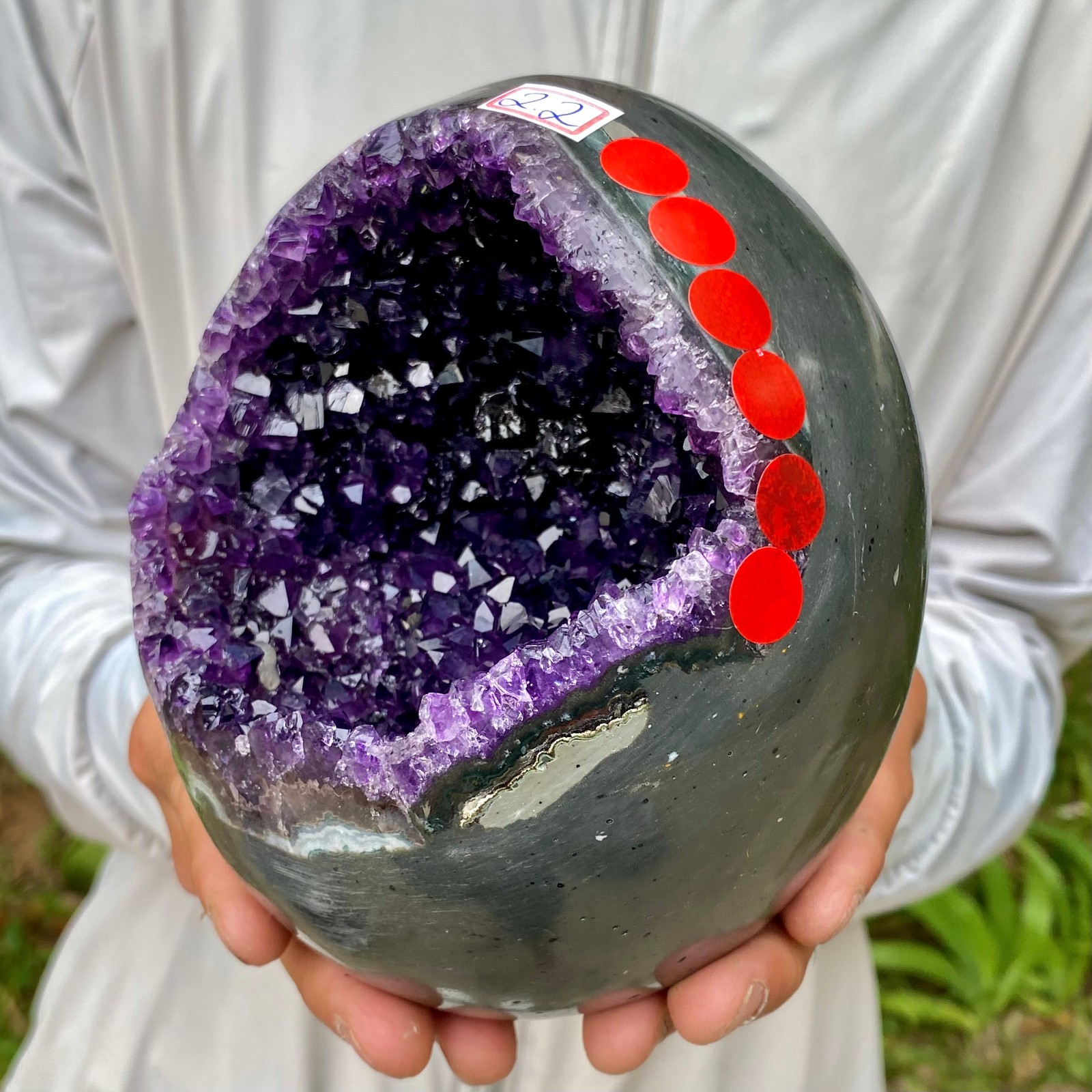 4.82LB Large Natural Amethyst geode quartz cluster crystal Egg specimen Healing