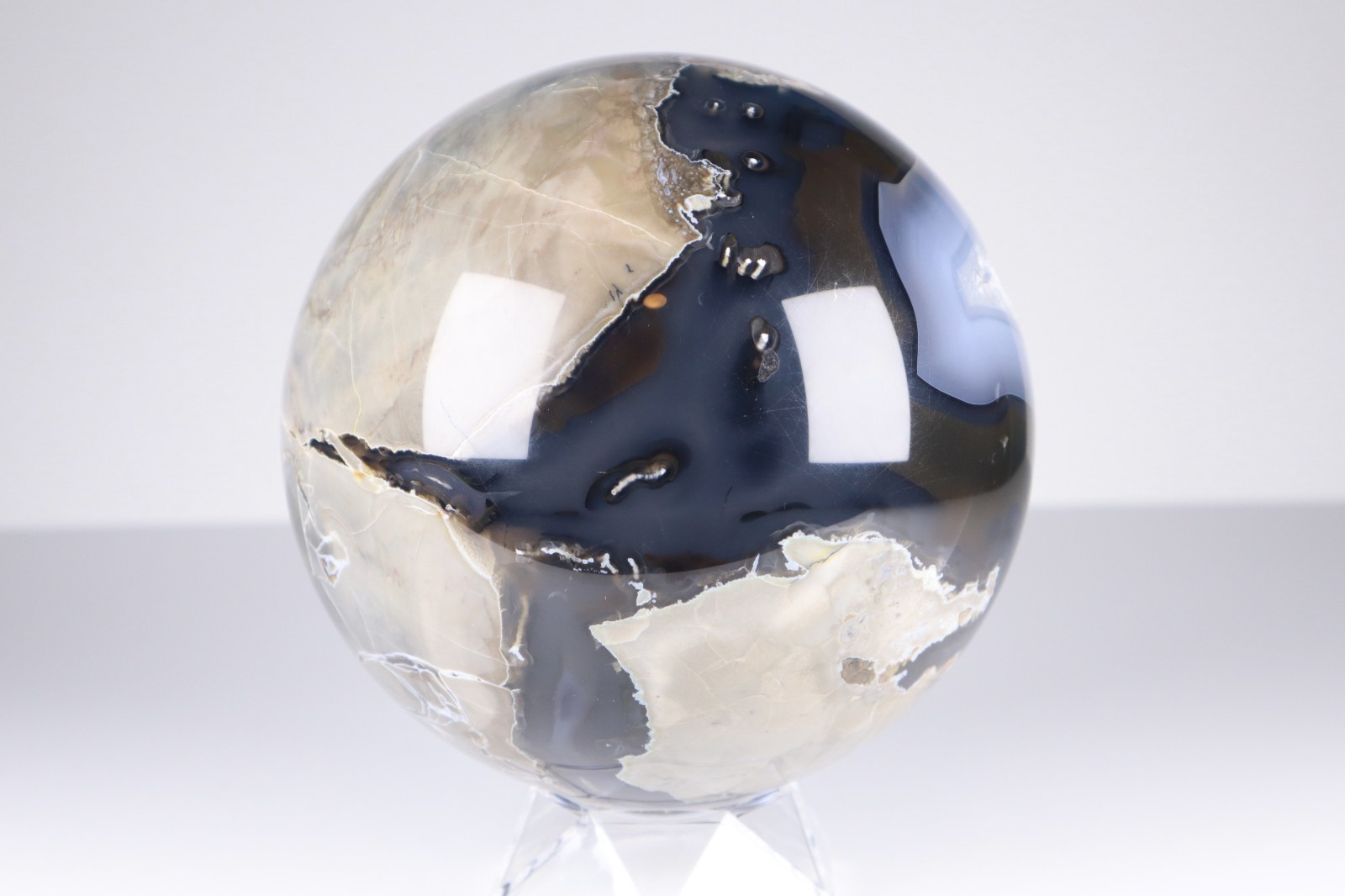 LARGE UV Reactive VOLCANO AGATE SPHERE Druzy Quartz Crystal Ball 145mm 3.75kg