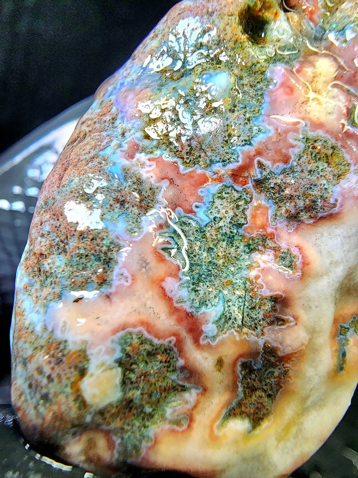 Rare Lake Superior Orbicular Moss Agate – Pink Blue & Green Chalcedony – 2.0 oz