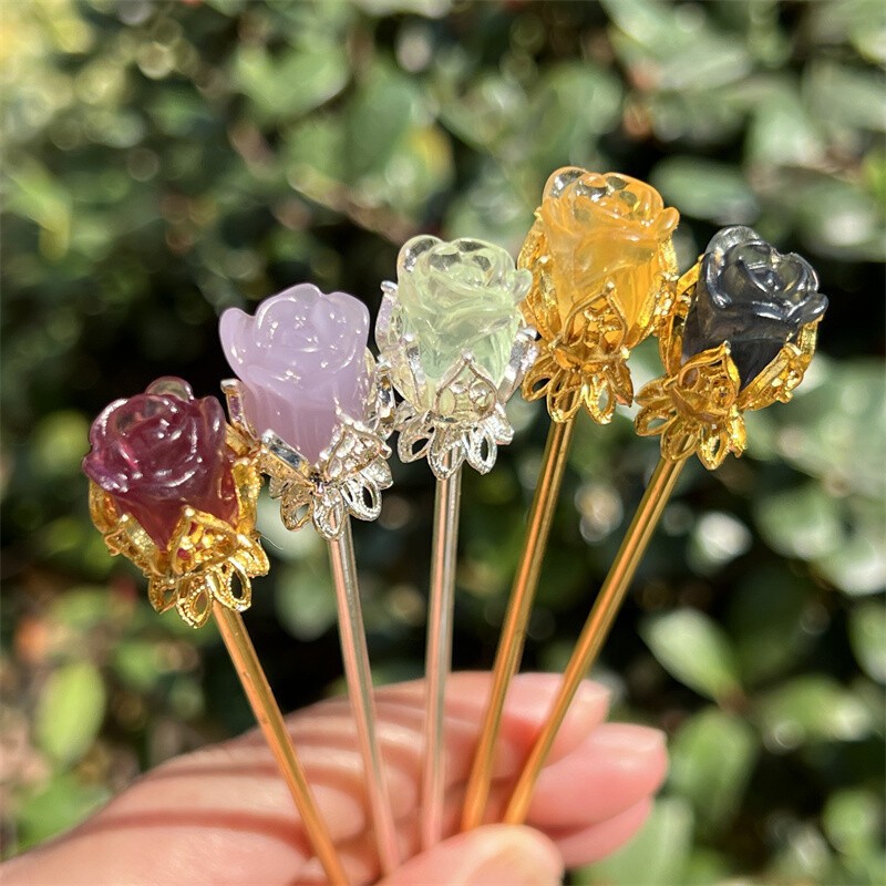 5pcs Natural Fluorite Rose flower skull Quartz Crystal Skull Reiki Healing Gem