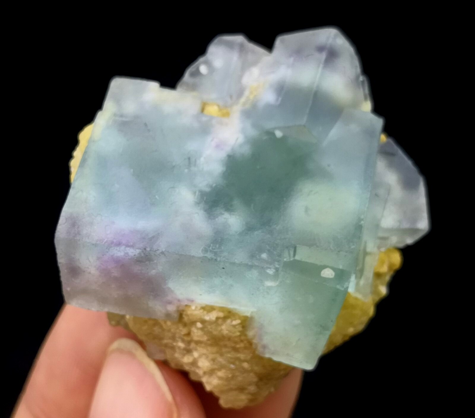 36mm Bi-COLOR Stepped cubic Fluorite with Siderite from China B8961