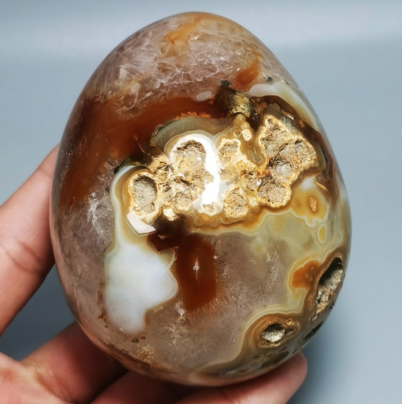 Natural BIG GEODE AGATE SPHERE EGG REIKI STONE HEALING