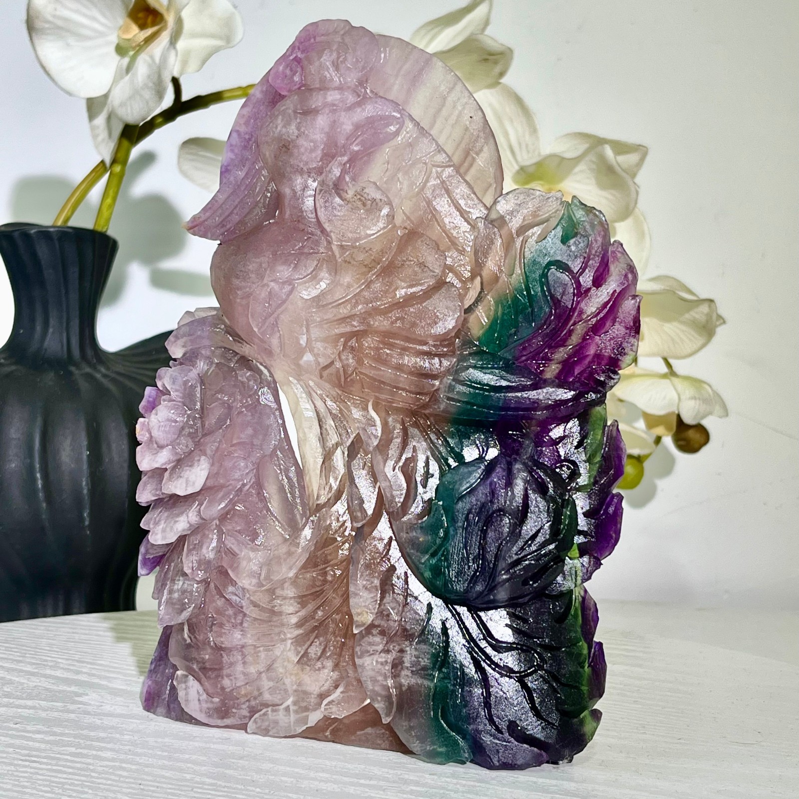 4.71LB Natural fluorite quartz products, hand carved and polished spiritual orn