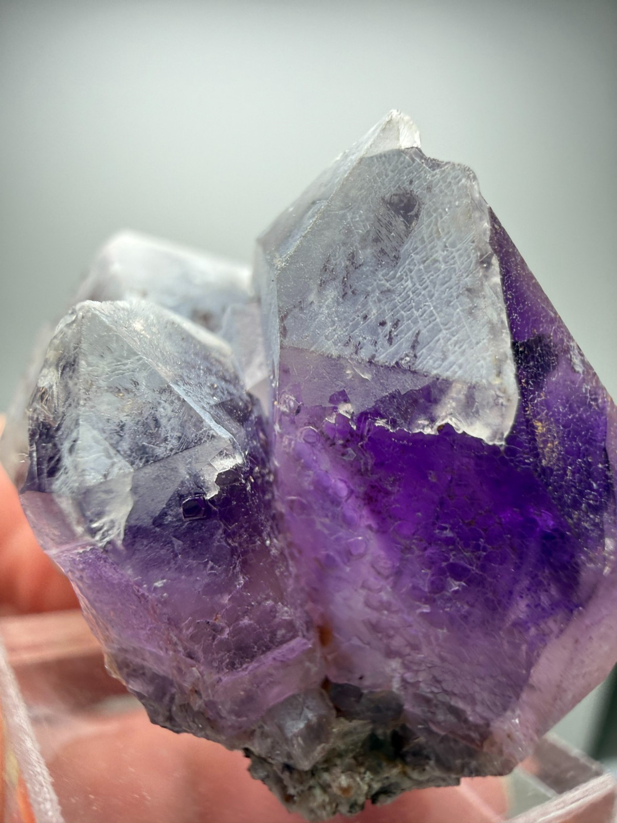 Amethyst Cluster with snowy white Quartz tips! Orange River, South Africa- NICE!